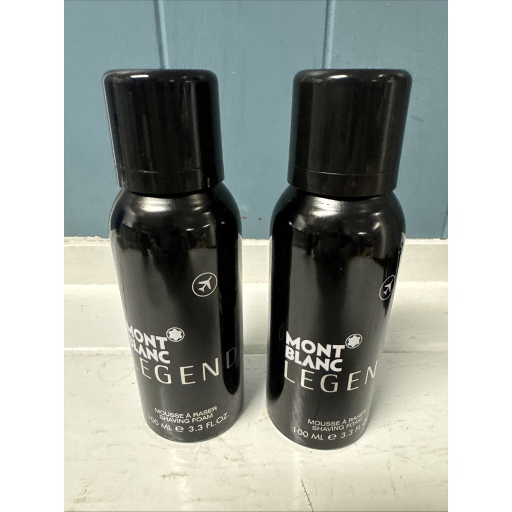 Lot Of 2 Mont Blanc Legend Mousse A Raser Shaving Foam Mens 3.3 oz. 100 ml